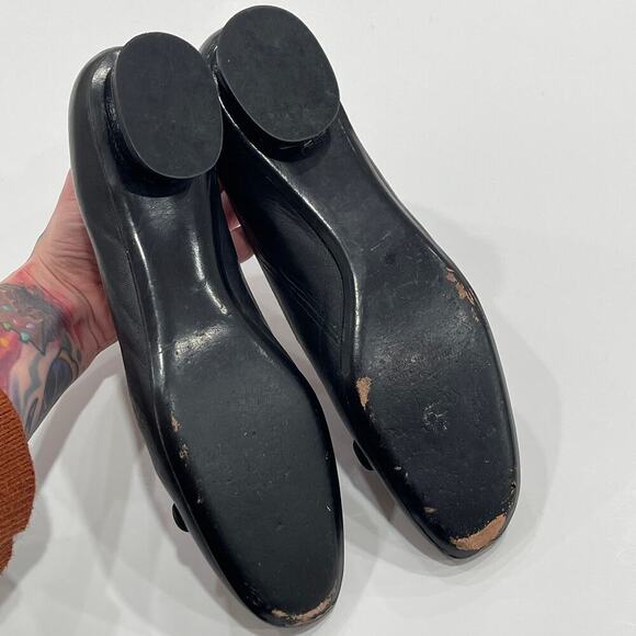 Stuart Weitzman Vintage Black Ballet Flats Cutout Flower Size 9.5 - Picture 7 of 11